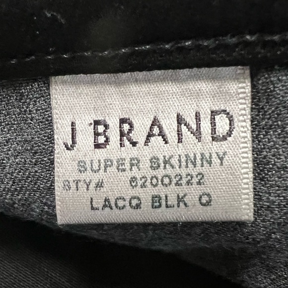 J BRAND Super Skinny Stretch Black Lacquer Jeans Size 26, Excellent Condition - Picture 5 of 8